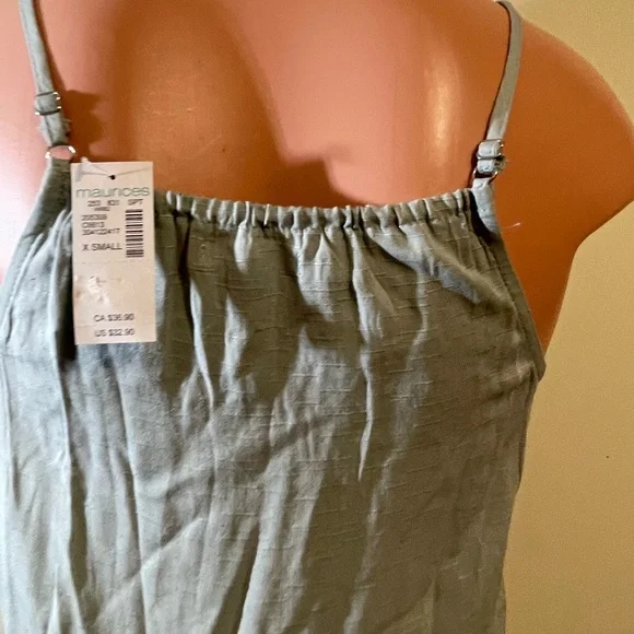 Maurices Women’s X small adj spaghetti strap mint green drop waist top blouse - Picture 3 of 11